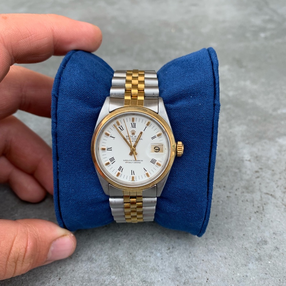 Rolex Gold/Stainless Steel Oyster Perpetual Date  White Roman Dial 34MM